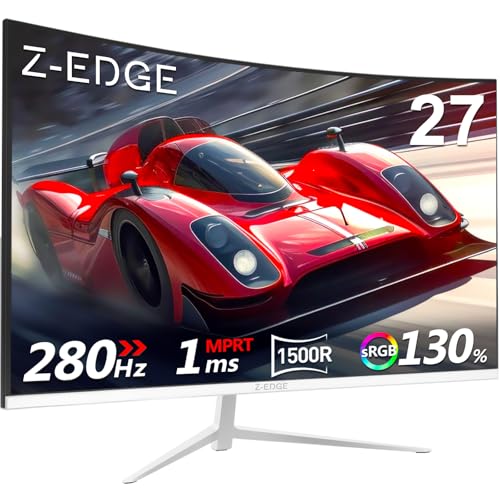 Image of Z-Edge 27 inch Curved Gaming Monitor, FHD 1080P 240Hz 280Hz Curved 1500R Computer Monitor, Fast MPRT 1ms, FreeSync, Low Blue Light, 350nits, 16.7M Colors, 4000:1 Contrast, UG27P 1X DP and 1X HDMI