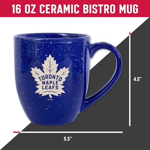 Image of Rico Industries NHL Hockey Toronto Maple Leafs Royal Personalized 16 oz Team Color Laser Engraved Speckled Ceramic Coffee Mug