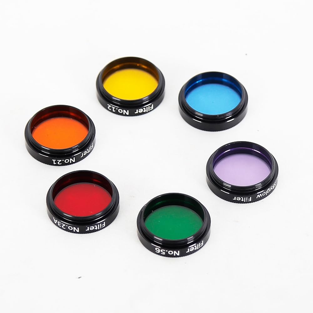 Juego de Filtros para Telescopio, Filtro de Nebulosa de Seis Colores con Caja de Aluminio, Filtro Lunar de 1,25 Pulgadas y 31,7 mm.