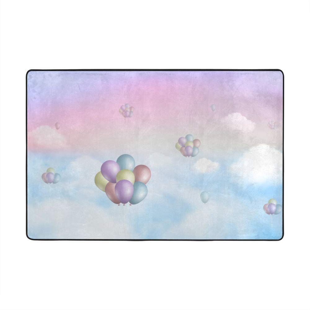 Tapis de sol ballons et nuages Ruchen en velours corail 183x122cm