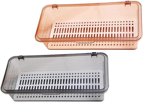 Cabilock Bandeja de cubiertos con tapa, bandeja de cubiertos de cocina y organizador de cajones de utensilios, contenedor de almacenamiento de