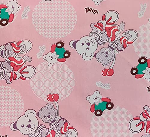 Image of EcoSoft Plastic Sheet,PVC Sheet for Kids,Rubber Sheet for Babies,Bed Wetting Protector(90 x 135 cm) (Bear Pink & Green)