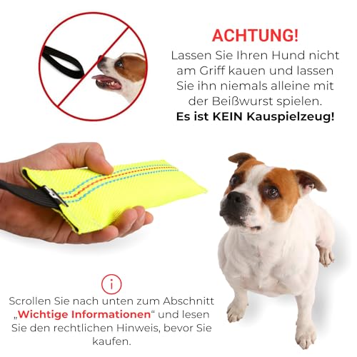 Bull Fit Bungee Beisswurst für Hunde, 25 cm mit Handschlaufe - Sehr Robustes Hundespielzeug zum Training, Tauziehen und Zerrspiele mit Hund - Aus hochwertigem Feuerwehrschlauch handgefertigt