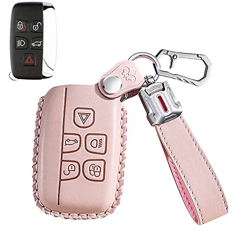 Étui de clé Jaguar en cuir rose pour éviter les rayures de boîtier