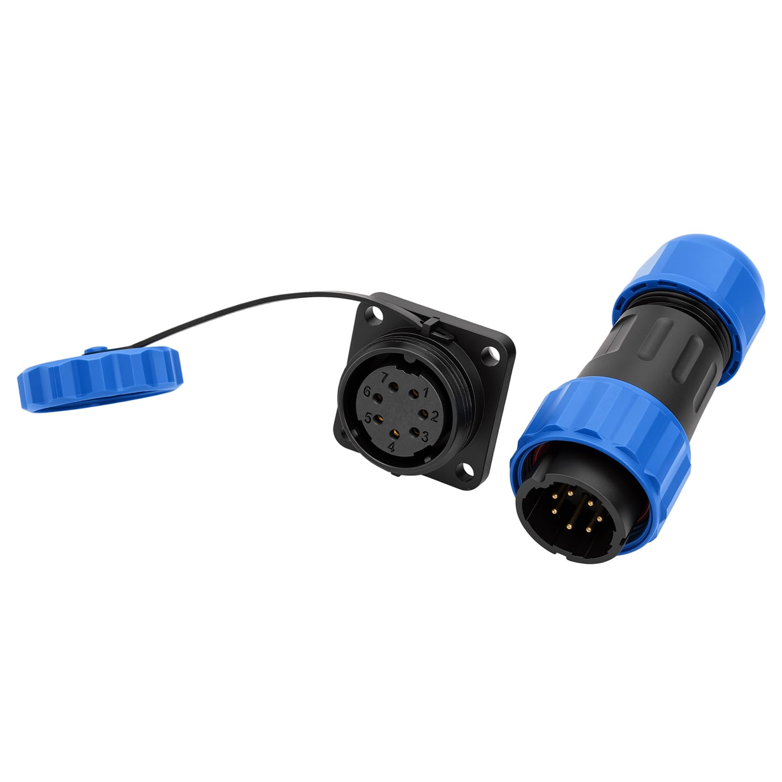 HangTon TY20 7 Pin 5A Male Female Waterproof Connector, M20 Thread, Cable Plug Socket Solder-Free for 250V Power Outdoor Device DIY Boat Surfboard