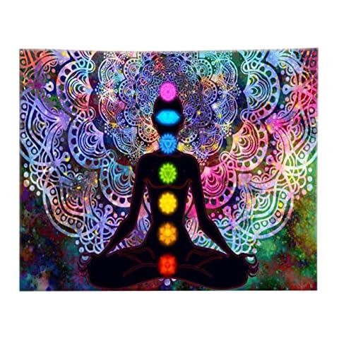 NHBETYS Mandala Tapestry Indian Cloth Bohemian Wall Towel Wall Art Bedroom,Seven Chakra Tapestry Yoga Meditation Colorful Mandala Tapestry,Premium polyester Fabric Mandala Beach Blanket Cover