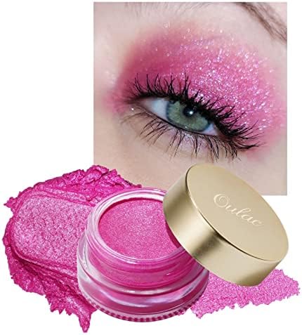 Oulac Hot Pink Glitter Eyeshadow Highly Pigmented Eye Shadow Waterproof & Long Lasting for Women with Moisturizing Smooth Formula. Multi-use for Highlighter, Shimmer Glitter Eye Makeup. Large Capacity 0.42 oz.(09)