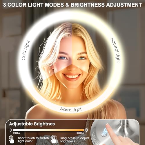 VESAUR Espejo Maquillaje Iluminado Recargable 9 Pulgadas miniatura 4