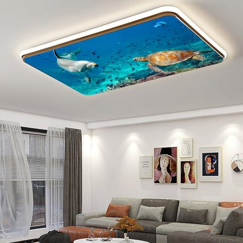 Image of 2pcs Marine Animals Fluorescent Light Covers for Ceiling Lights Classroom, Magnetic Light Filters for Office, Hospitals, Home 4 X 2 Feet