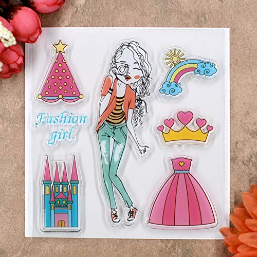 Kwan Crafts 4 Sheets Different Style Fashion Girl Flowers Bird Cat Guitar Clear Stamps For Card Making Decoration And Diy Scrapbooking #TOP2