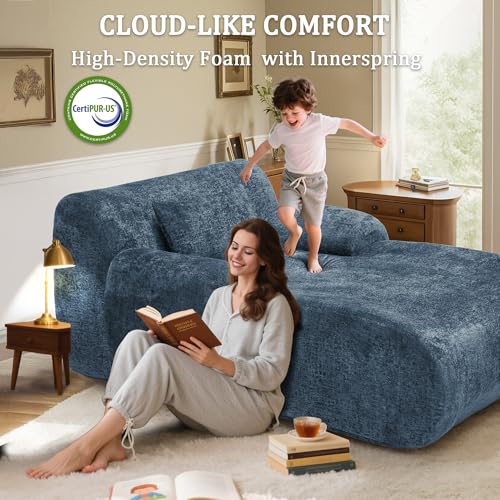 Image of 66 Inches Oversized Chaise Lounge Indoor with Lumbar Pillow