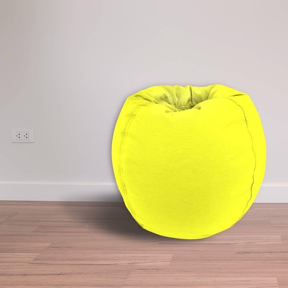 Lightweight 25-Inch Round Kids Bean Bag Chair in Vibrant Yellow Color | Highly Durable and Soft Material with Double-Locking & Child-Safe Zipper, Casual Style