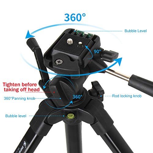 Tripod for Camera and Phone Monopod with Remote Action Camera Mount Adapter Small Flexible Travel Selfi Stick Tripod Stand Aluminum for DSLR Projector Camcorder, iPhone Android Phone by BESNFOTO