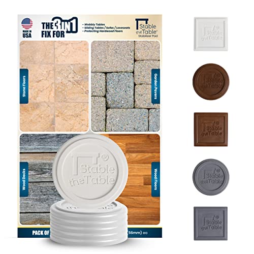 Stable The Table-6 Pack, White Round/Multi-Use Furniture Pads/Furniture Leveler/Non Slip Furniture Pads/Floor Protector/Use With Tables, Sofas, Loveseats/Made In Usa #TOP11