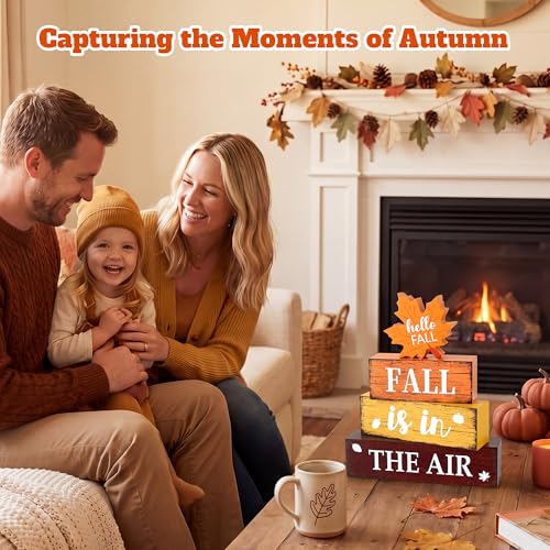 Image of 4 Pcs Fall Wooden Decor, Fall Table Decorations Gifts for Home