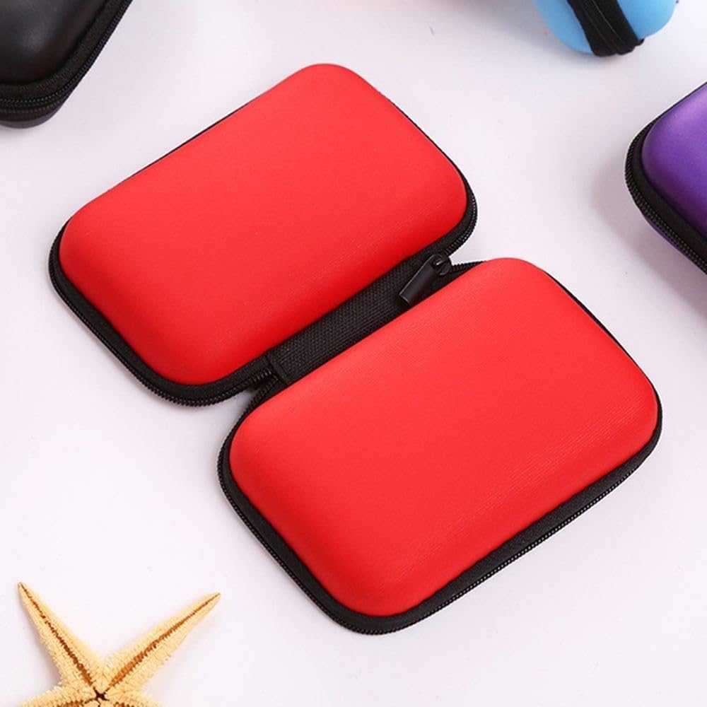 2PCS Portable Mini Earphone Bag Coin Purse Storage Box Carry Pouch Memory Card Case Cable Organizer Headphone Headset Accessories (Light Blue)