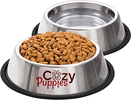 Cozy Puppies 2 Piece 200ml Cat Food Bowls,Cat Bowls, Cat Protection Set,Dog Bowls.Non-Slip Stainless Steel Cat Bowl, Water Bowl, Cat Bowl, Cat Bowls and Drinking for Pets