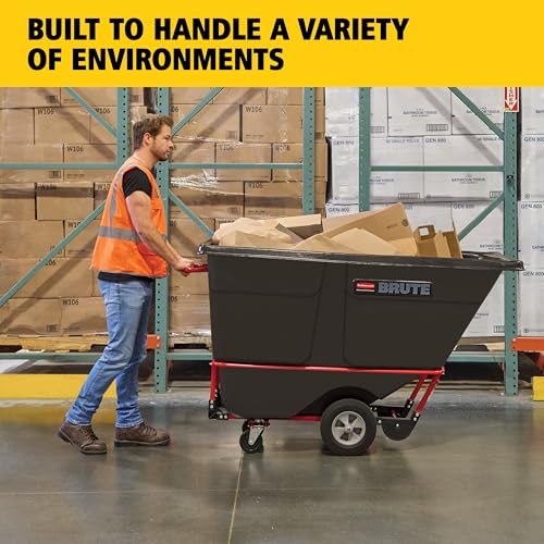 Image of Rubbermaid Commercial Forkliftable Polyethylene Dump Truck, 850-Pound Capacity, Black, for Office Buildings /Schools /Restaurants /Festivals