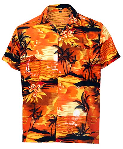 Virgin Crafts Camicia hawaiana per manica corta, Spiaggia, Grigio, XXL