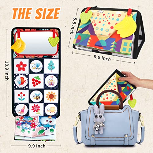 Tummy Time Baby Mirror Toys, High Contrast Black And White Baby Toys 0-3-6 Months, Newborn Brain Development Floor Mirror With Crinkle Cloth Book Montessori Toys For Babies 6-12 Months Infant Sensory #TOP6