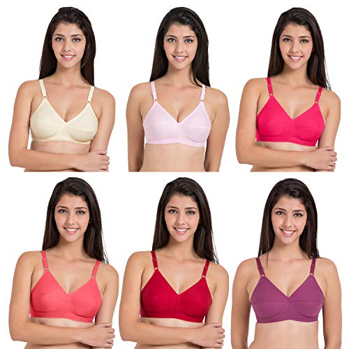 Image of SOUMINIE Women s Pure Cotton Non Padded Full Coverage Everyday Bra | Pack of 3 |
