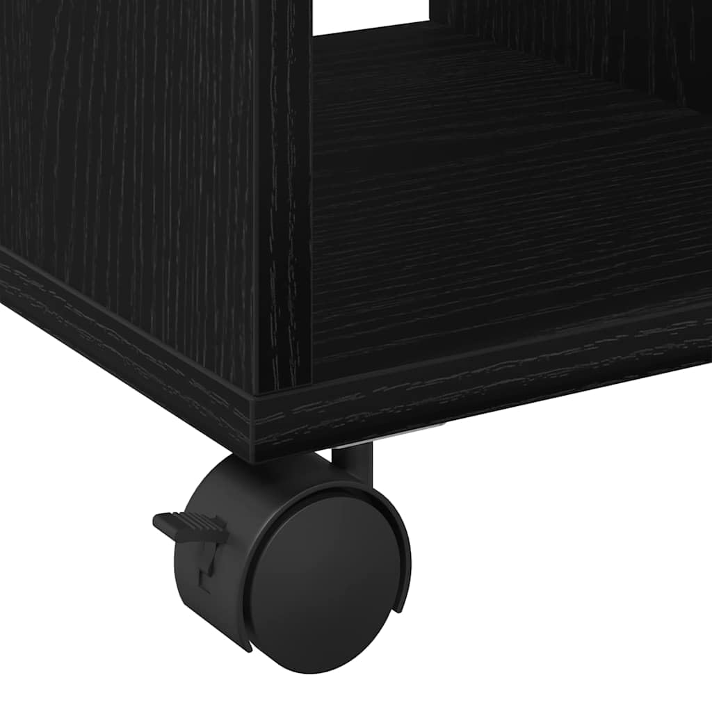 Mesa auxiliar con estante y ruedas, aspecto de roble negro, 50 x 30 x 55 cm, superficie de almacenamiento para salón, sofá, sillón, dormitorio, pasillo, con espacio de almacenamiento y