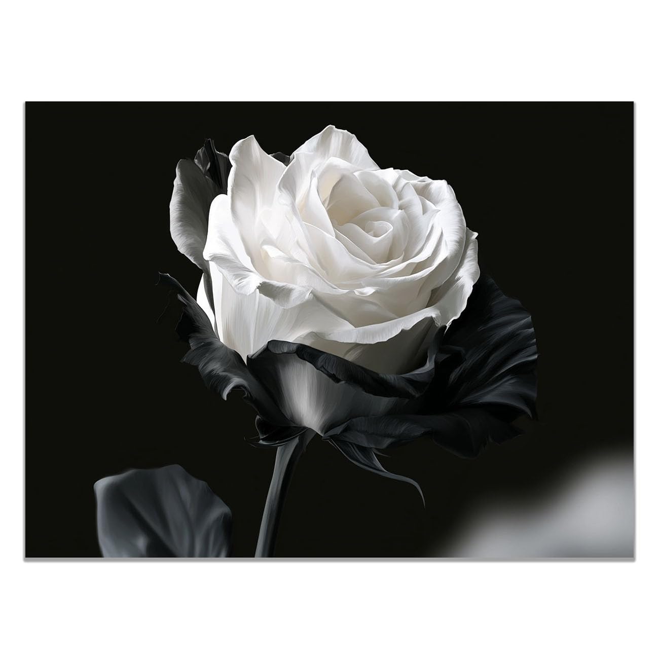 Lienzo abstracto de flores en blanco y negro formato 40x60cm sin marco 8