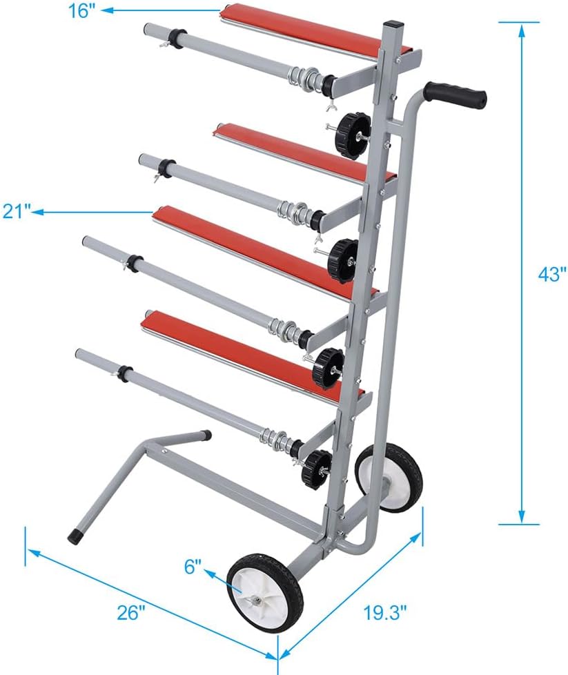 Mobile Tree Style Masking Paper Machine Station, Masking Film Masking Paper Dispenser with Wheels, Holds Multi-Rolls Portable System for Car Paint, Repair Body and Home Restoration