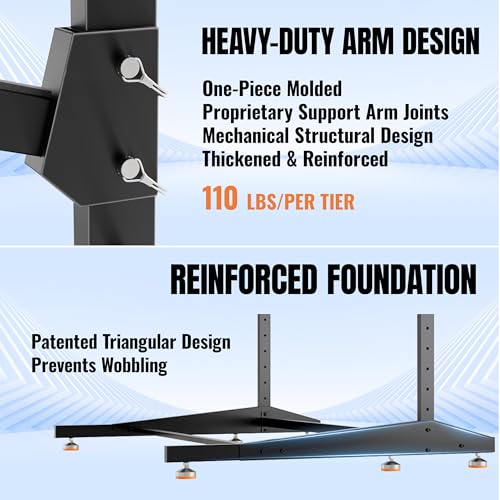 Image of 3-Tier Freestanding Kayak Storage Rack, Heavy Duty Outdoor Canoe Stand for Garage & Dock, 330 lbs Capacity, Rust-Proof 304 Stainless Steel Hardware (Black)