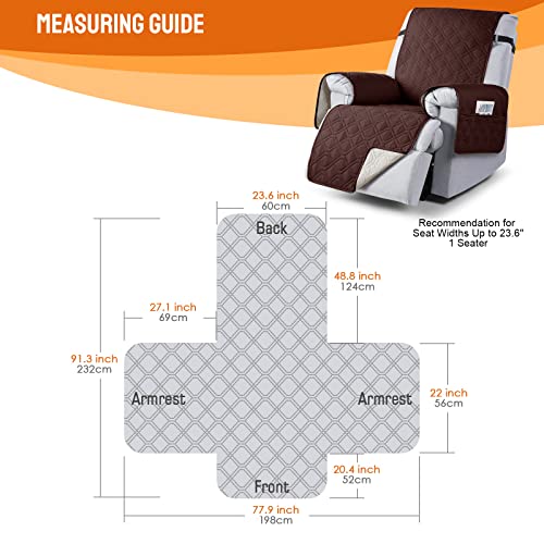 Image of VANSOFY 100% Waterproof Recliner Chair Covers, Recliner Cover Non-Slip Dog Chair Cover Furniture Protector Washable Slipcover with Pocket, Elastic Straps for Pets, Dogs(Coffee, 23.6 inch)