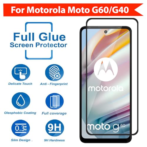 Image of POPIO Tempered Glass Screen Protector Compatible For Motorola Moto G60 / Motorola Moto G40 Fusion (Black) With Edge-To-Edge Protector Coverage And Easy Installation Kit For Smartphone