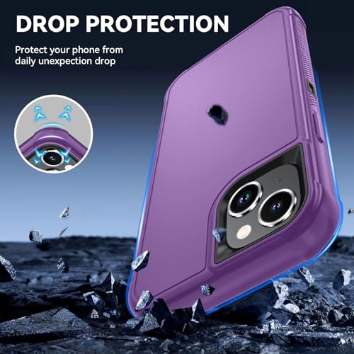 Image of SunStory Compatible with iPhone 14 Plus Case with HD Screen Protector, 3-Layer Heavy Duty Full-Body Cover,3 in 1 Hybrid Protective Case for iPhone 14 Plus 6.7 inch,Purple