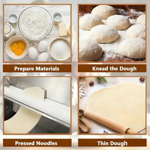 Zeekyfor Sfogliatrice Manuale Pieghevole, Macchina Per Stendere La Pasta Per Pizza Con Spessore Regolabile Da 0 A 25 Mm, Per Croissant, Cucine Domestiche E Piccole Panetterie 60X30Cm - 7