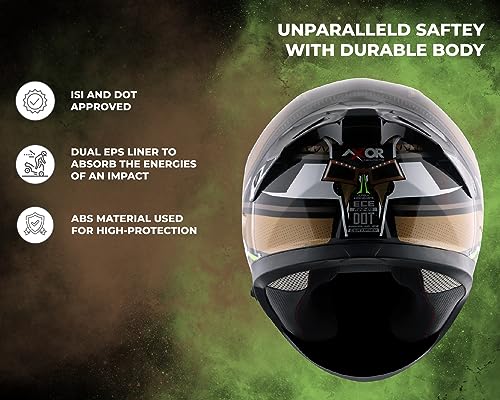 Image of Axor Apex Tiki ISI ECE DOT Certified Full Face Dual Visor Helmet for Men -Black Gold-L