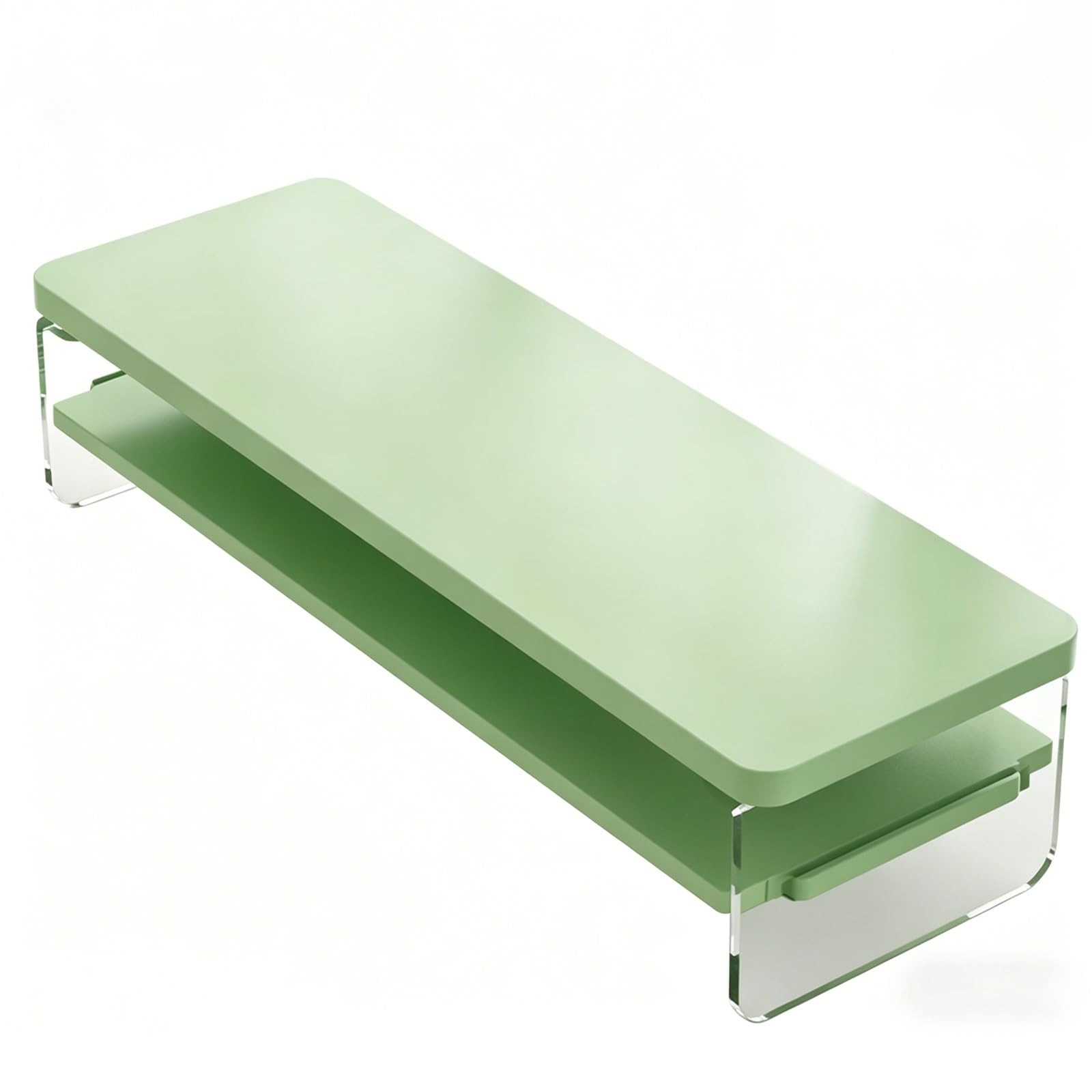 HGFVNFVKHA Acrylic Monitor Stand Riser with Storage, 2 Tier Desk Stand Organizer for PC, Laptop, Printer, Home Office Desk(Green)