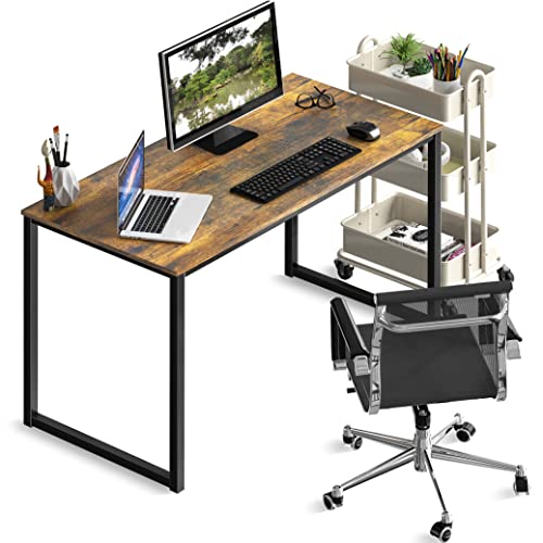 Image of SHW Mission 40-Inch Home Office Computer Desk, Rustic Brown