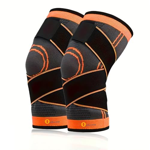 Image of Adjustable Knee Support with Compression & Stabilizing Wrap Straps | Compression Knee Supporter & Cap with Wrap Straps & Patella Support | Breathable 2 In 1 Knee & Patella Sleeve for Gym, Sports, Running, Walking & Daily Use for Men & Women (Universal Size (Pair))