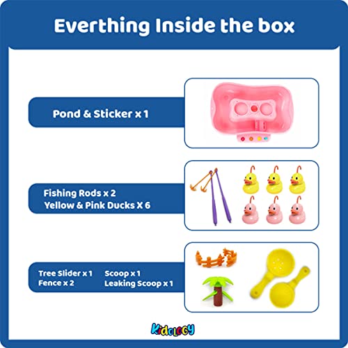 Image of Kidology Magnetic Fishing Game Toys with Sideway&Stairs|Electronic Fishing Game Set with Magnetic Pond Toddlers Toys|Preschool Learning Education with Music Story Toy for Kids (Go Fishing) Multi