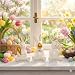 YeehaWhoo Easter Bunny Decor for Home, 3 Pcs Gold Ceramic Rabbits Figurine with Easter Eggs and Carrots, Spring Day Gifts Ornaments for Office Tabletop Home Decorations