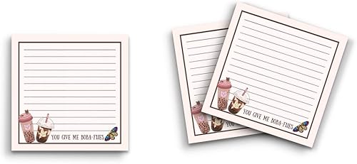 Butler in the Home Paquete de 3 notas adhesivas de 3 x 3 pulgadas 50 hojas por bloc You Give Me Boba Flies Butterfly lindo y divertido bloc de notas