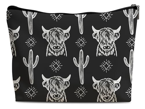 Image of Cow Makeup Bag - Cowgirl Stuff, Western Gifts for Women - Leather COW X