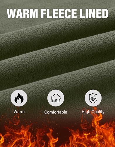 Pioneer Camp Herren Wanderhose Wasserdicht Cargohose Thermohose Atmungsaktive Fleece Gefüttert Winddichte Winterhose Outdoorhose mit 5 Utility Taschen Grün Größe:XL