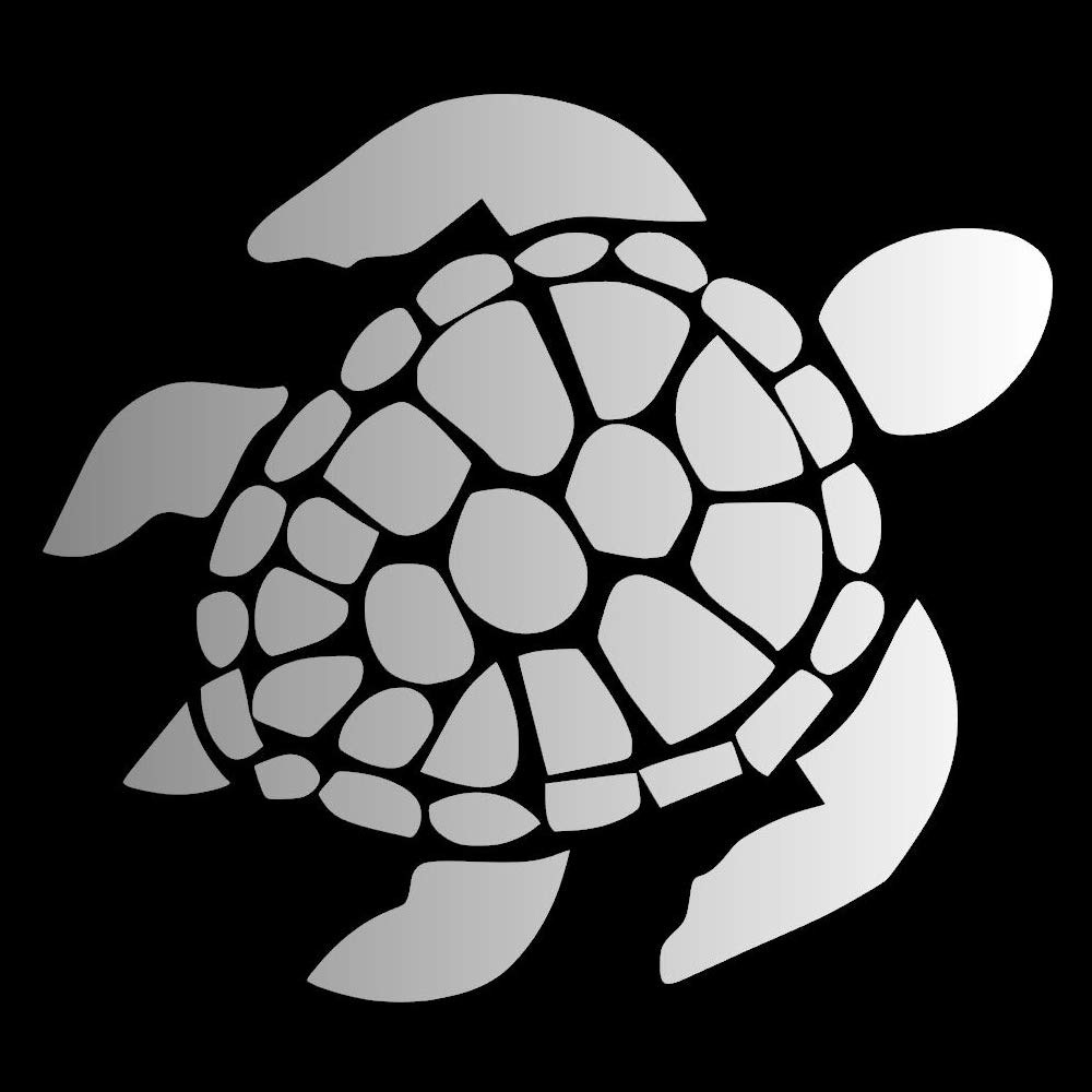 Sea Turtle [Pick Any Color] Vinyl Transfer Sticker Decal for Laptop/Car/Truck/Window/Bumper (10in x 9in, Silver)