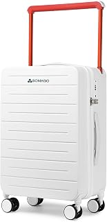 20 Inch Carry On Luggage Wide Handle PC Hardside Rolling Bussiness Travel Suitcase with TSA Lock YKK Zipper&Silent Double Spinner Wheels, White, carry on 20 inch, Fashion Travel Carry on Luggage