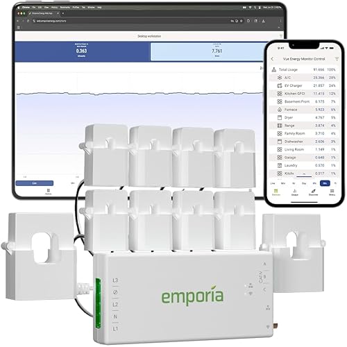Emporia Vue 3 Home Energy Monitor - Smart Home Automation Module and Real Time Electricity Usage Monitor, Power Consumption Meter, Solar and Net Metering for UL Certified Safe Energy Monitoring