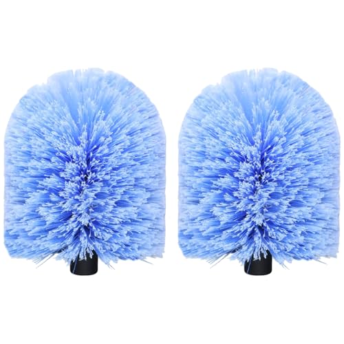 2 Pack Big Cobweb Duster Head Twist-On Spider Web Fuster for Outdoor & Indoor Web Cleaning // Fits Standard 3/4 Inch Threaded Poles // Cobweb Duster Brush Head Only - Bule