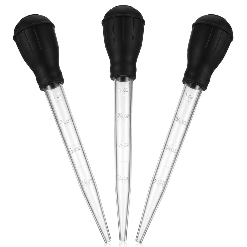 3-Pack Turkey Baster Set with Silicone Bulbs & Brushes, Large Capacity Meat Baster for Roasting and Grilling, Heat Resistant Basting Syringe for Juices and Marinades