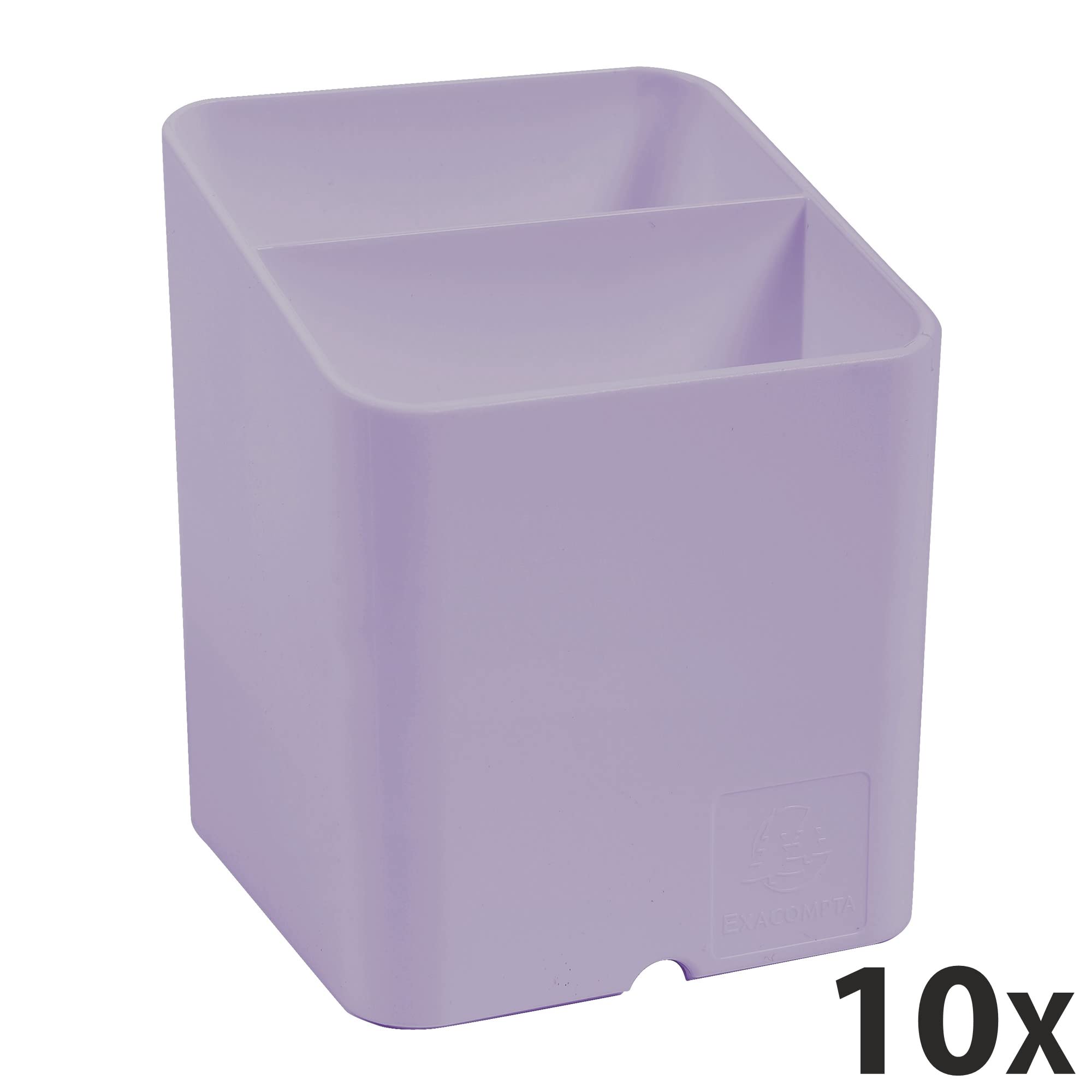 Exacompta 67764D 10er Pack Stifteköcher PEN-CUBE Aquarel aus Kunststoff mit 2 Fächern für mehr Ordnung auf dem Schreibtisch Stifteköcher Stiftebox Aufbewahrungsbox Organizer lila