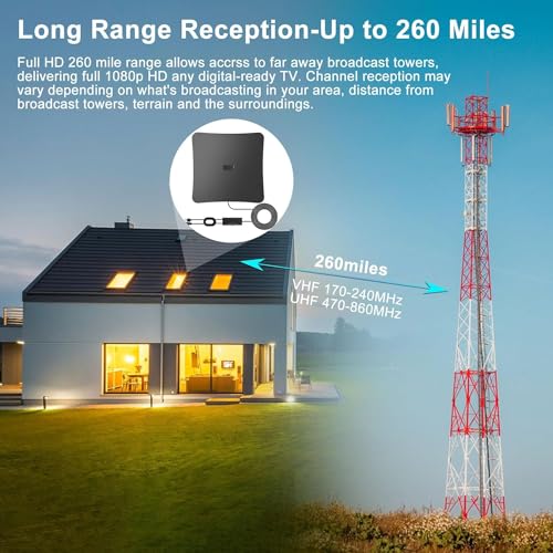 TV Antenna Indoor - Digital Antenna for TV Support 4K 1080p Antenna TV Digital HD Indoor -TV Antenna Indoor for Smart TV and All Older TV's-Signal Booster 16.5FT HD Antenna TV Cable - Thumbnail 5