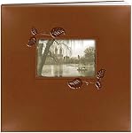 Pioneer 12-Inch by 12-Inch Embossed Leatherette Postbound Album with Window, Black with Ivy